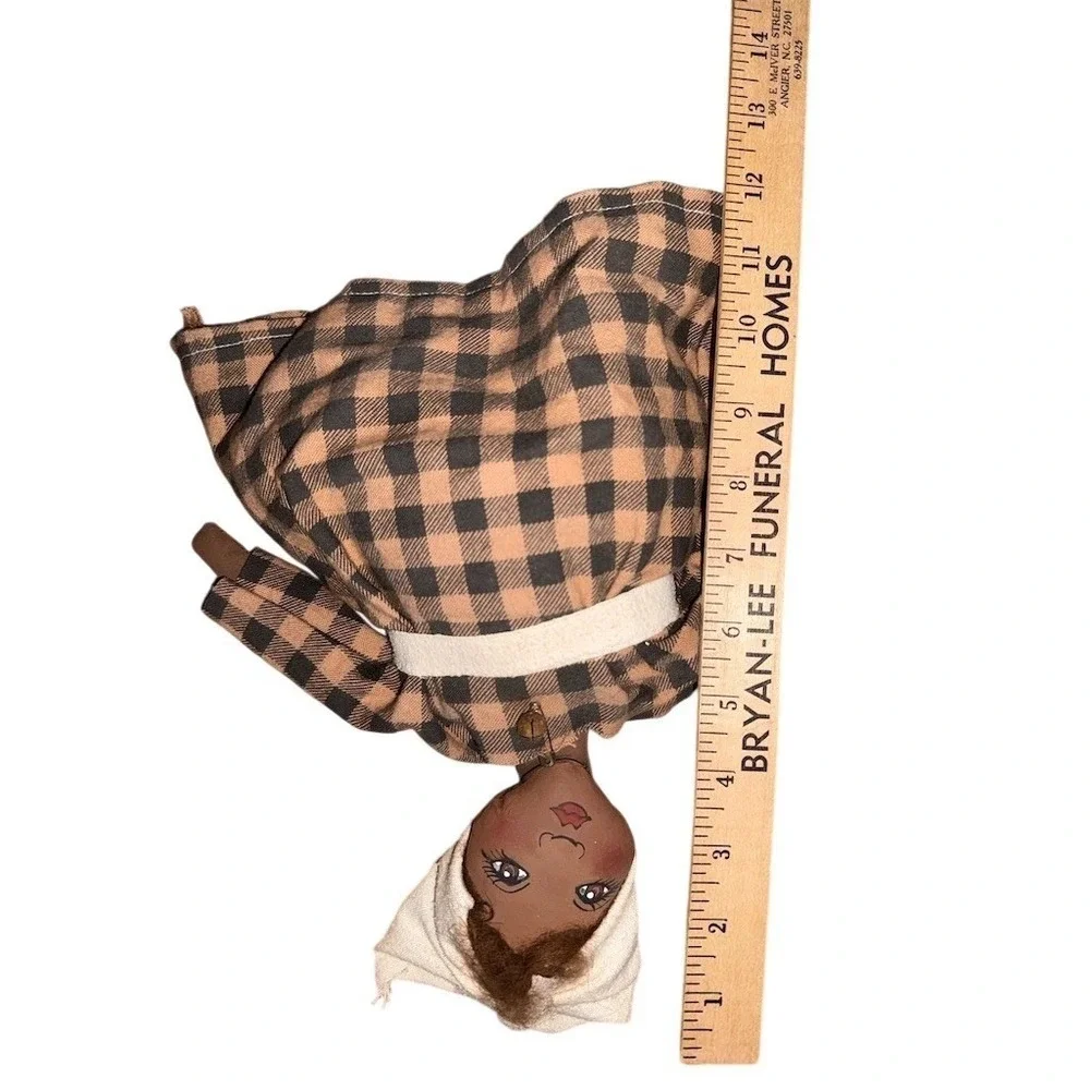 Krista Harris Signed Folk Art Cloth Rag Doll Girl Painted Face Vintage‎ 2008